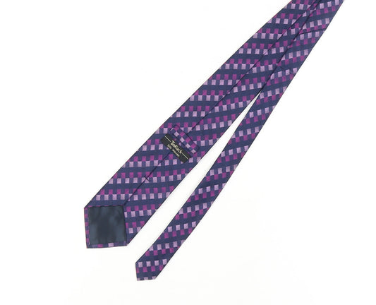TieRack Men's Purple Blue Plaid Silk Tie