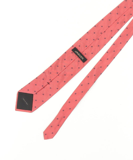 Jaeger Men's Pink Silk Tie Geometric Pattern