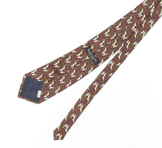 René Chagal Men's Brown Silk Animal Print Tie