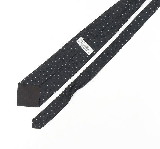 Savile Row Men's Black Silk Polka Dot Tie