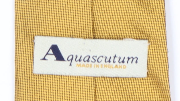 Mens Aquascutum Gold 100% Silk Tie