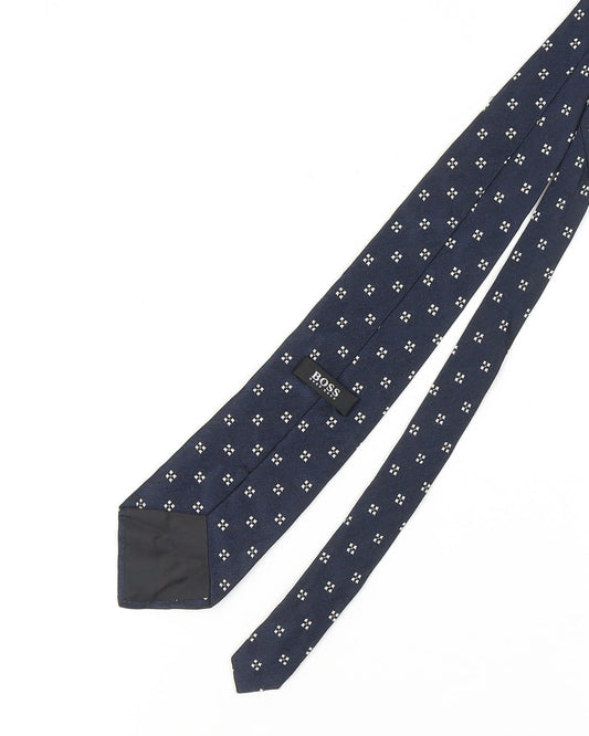 Hugo Boss Men's Blue Silk Geometric Designer Tie