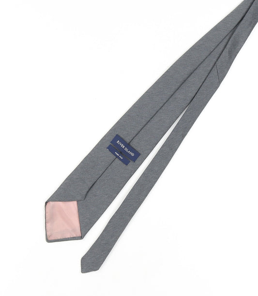 River Island Men's Grey Silk Slim Tie One Size