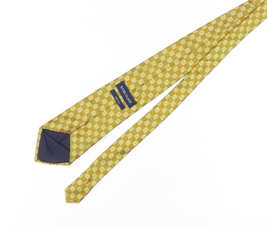 River Island Gold Men's Silk Tie in Plaid Pattern