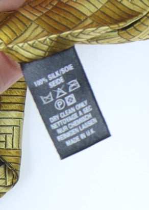 River Island Gold Men's Silk Tie in Plaid Pattern