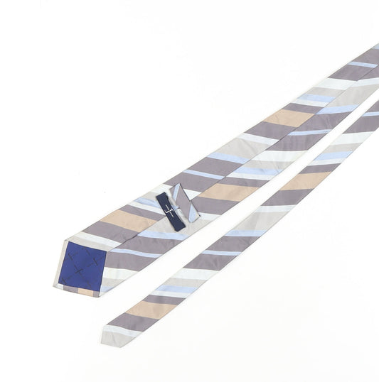 Jasper Conran Men's Silk Striped Tie in Blue Beige