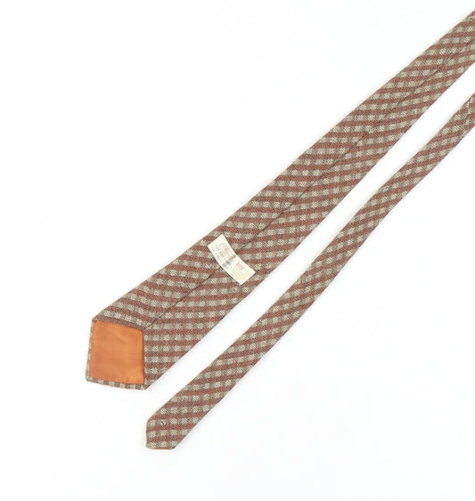 St Michael Men's Brown Plaid Wool Vintage Tie