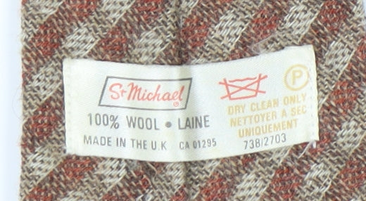 St Michael Men's Brown Plaid Wool Vintage Tie