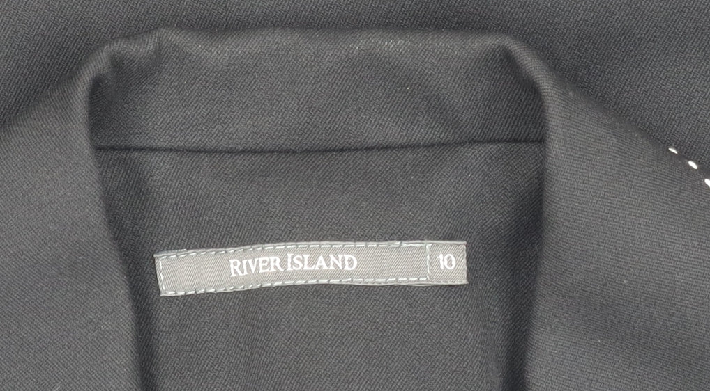River Island Women's Black Blazer Size 10, Lined, One-Button