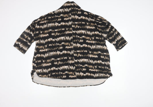 Capsule Black Geometric Top Women Size 24 Dolman Sleeve