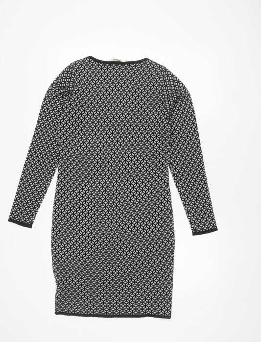 Oasis Women's Black Geometric Knit Shift Dress S