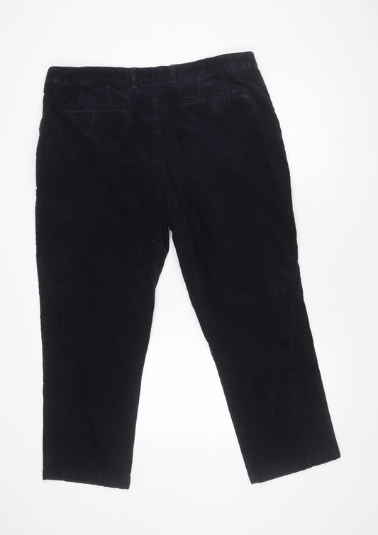 Marks and Spencer Men's Blue Regular Fit Trousers 42