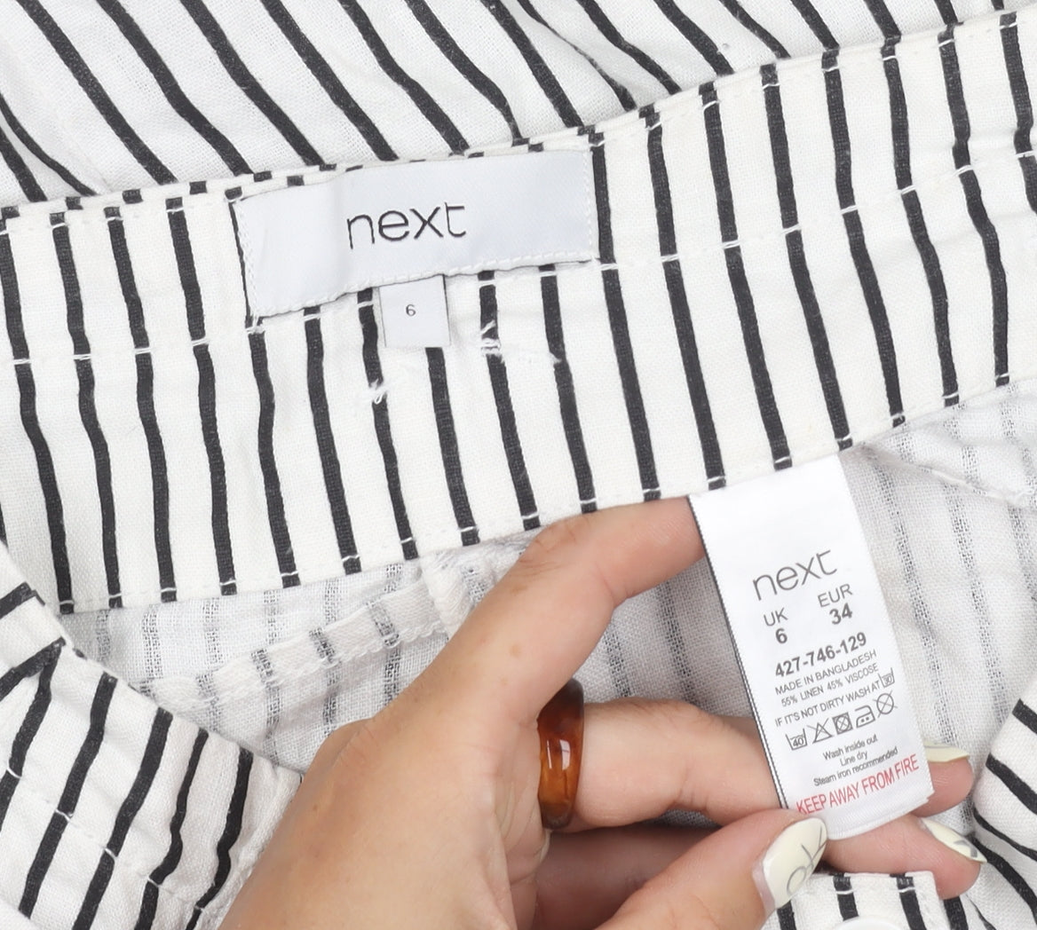 Next Women’s White Black Striped Midi Skirt Size 6