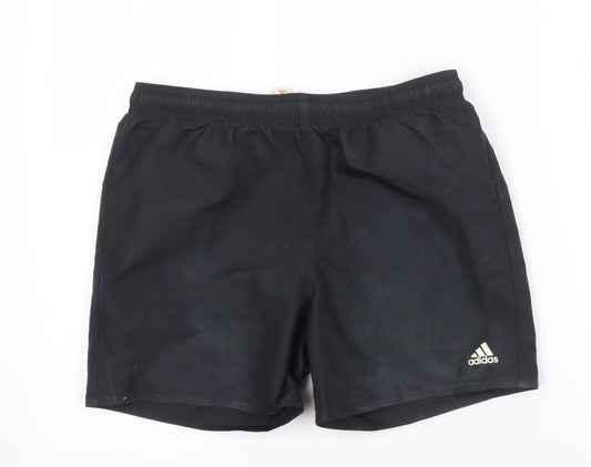 Additional front view of Adidas Black unisex kids athletic shorts 13-14 years