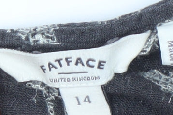 FatFace Women Black Animal Print Shift Dress Size 14