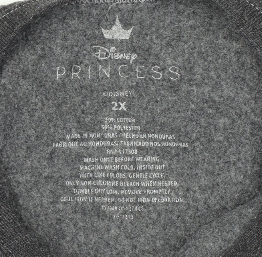Womens UK Size 2XL Disney Princess Grey Pullover Sweatshirt