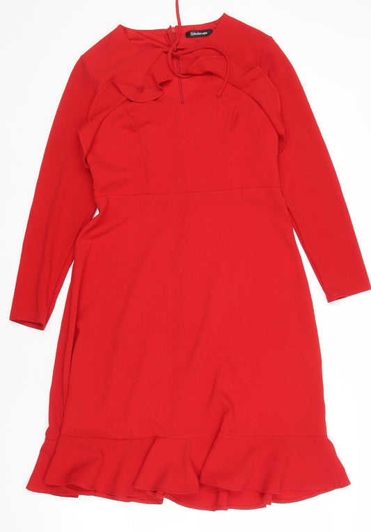 Additional front view of Kaleidoscope Women's Red Long Sleeve Dress 12