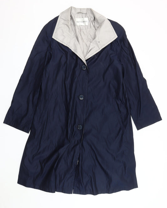Womens UK Size 10 Artigiano Blue Trench Coat
