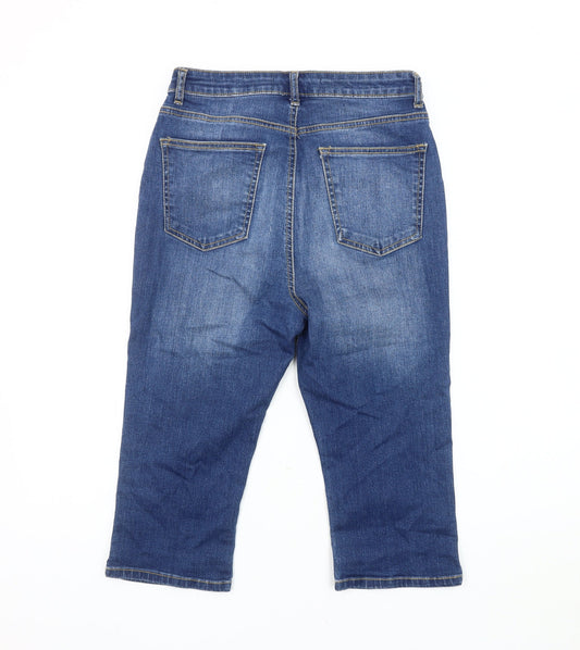 Very Women's Blue Cropped Distressed Jeans Size 10