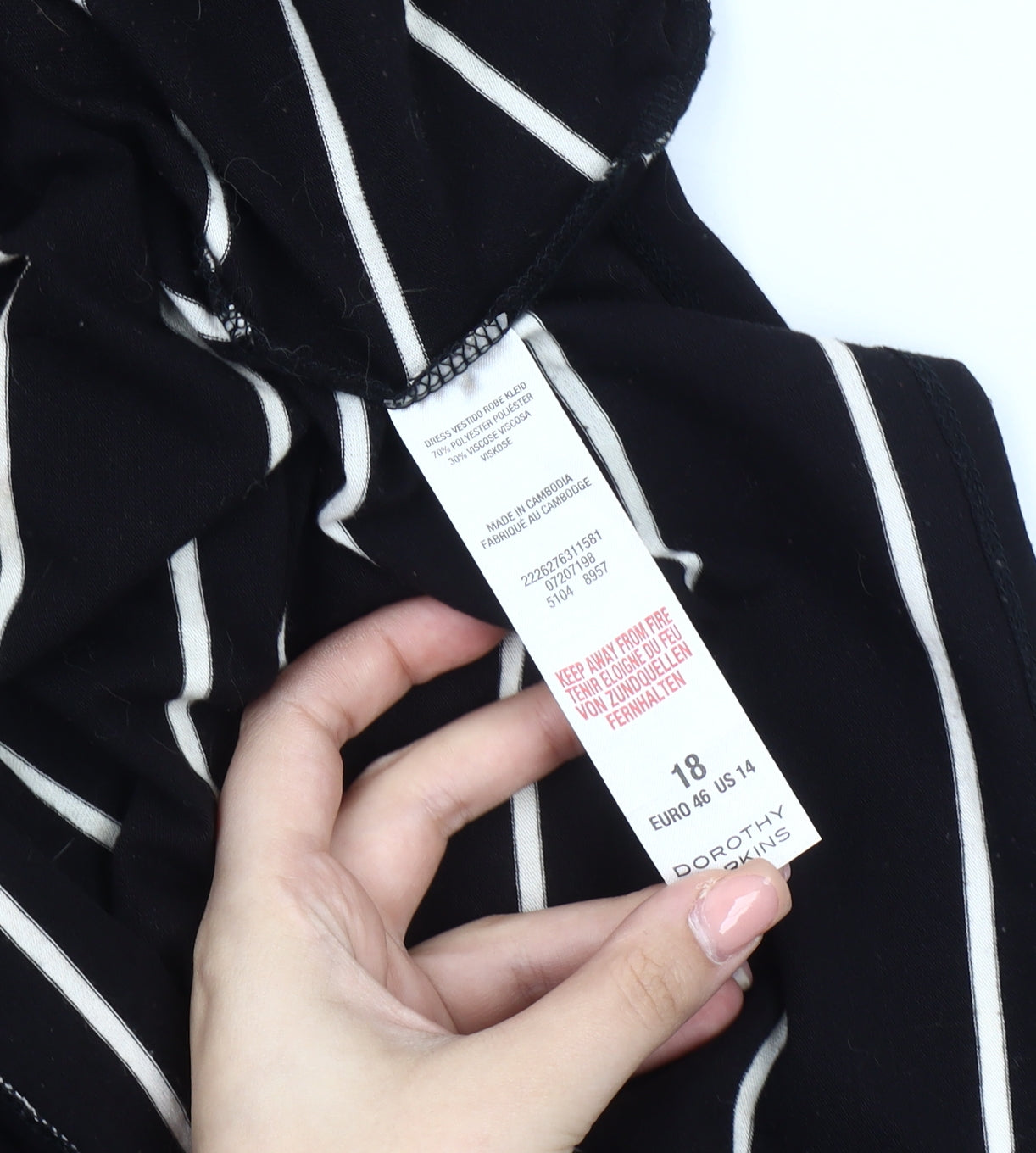 Dorothy Perkins Women's Black Striped Slip Dress