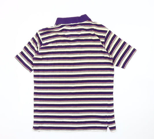 backswing Men's Purple Striped Polo Shirt Size S