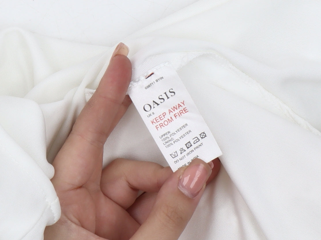 Oasis Women's Ivory Sleeveless Embroidered Dress