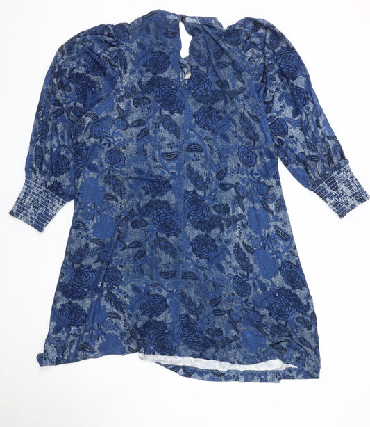 Next Women Blue Floral Dress, Size 16 Regular Fit