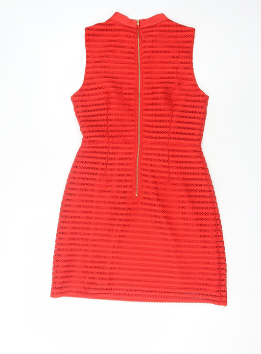 Oasis Women's Red Sleeveless High Neck Dress