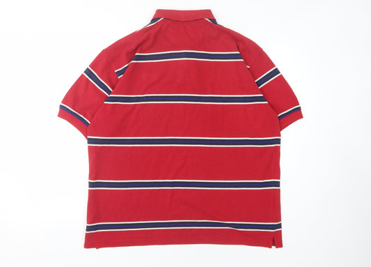 Reebok Men's Red Striped Polo Shirt - Size M