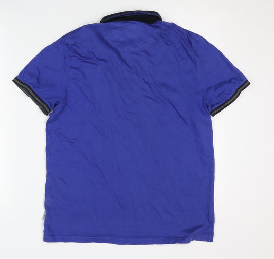 Ted Baker Men's Medium Blue Polo Shirt, Button-Down Collar
