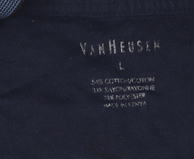 Van Heusen Men's Blue Polo - Size L, Short Sleeve