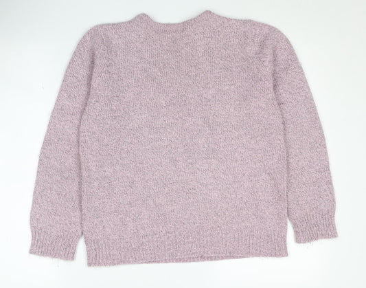 Damart Women's Purple Pullover Jumper, Size 14, Geometric Knit