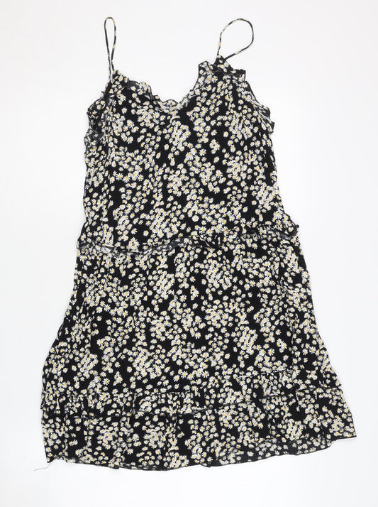 Zara Women's Black Floral XS Slip Dress