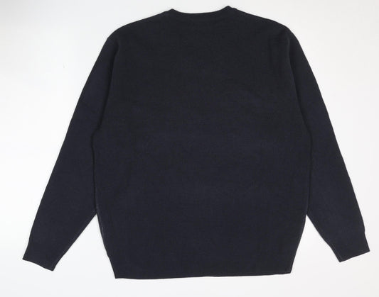 Tootal Men's Blue Argyle V-Neck Pullover Jumper L