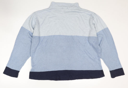 Damart Women's Blue Mock Neck Jumper Size L