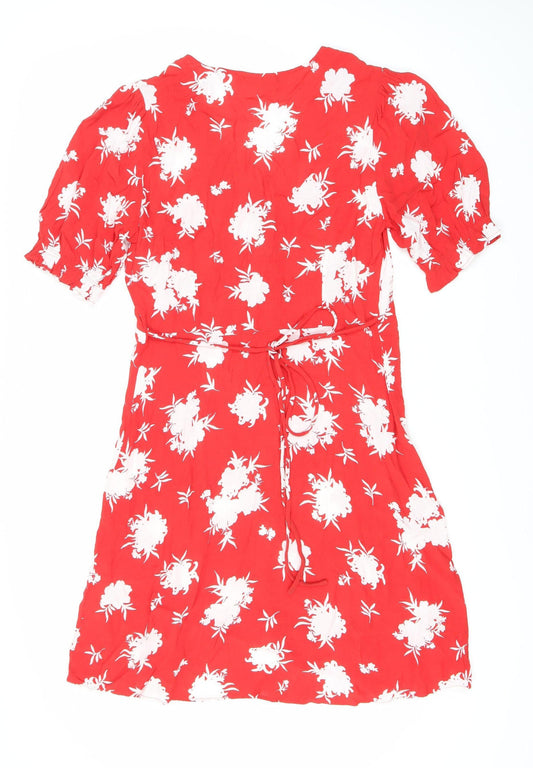 Marks and Spencer Women's Red Floral Viscose Dress