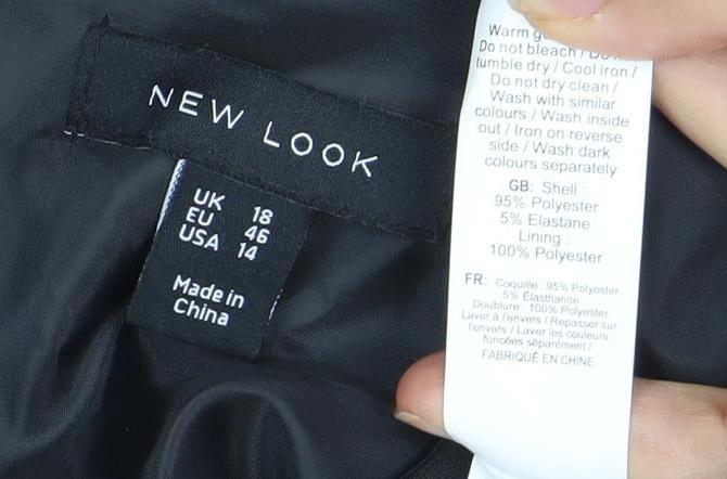 New Look Women's Black Round Neck T-Shirt UK 16