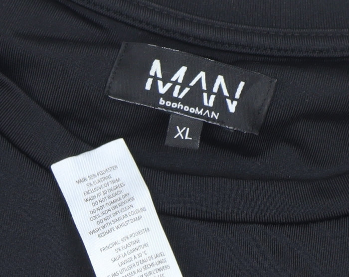 boohooMAN Men's Colourblock T-Shirt XL Black Beige