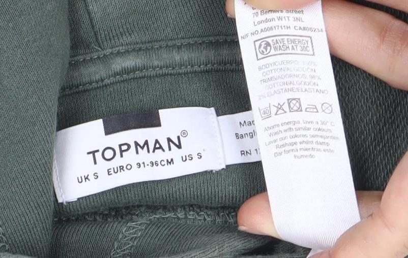 Topman Men's Green Pullover Hoodie S