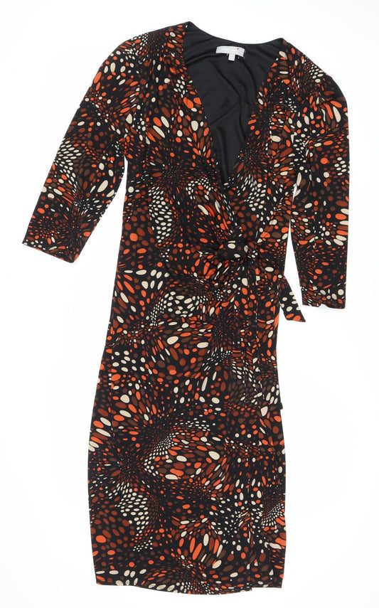 Per Una Women's Black Wrap Dress Size 14 Geometric
