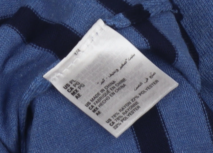 Karen Scott Women's Blue Striped Cardigan L