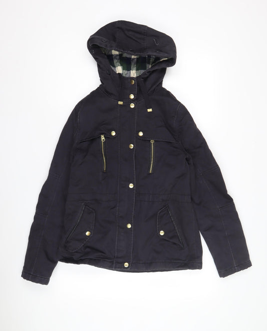 Womens UK Size 8 Topshop Black Parka Coat