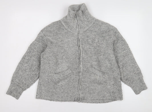 Womens UK Size XS Pull&Bear Grey Full Zip Jumper