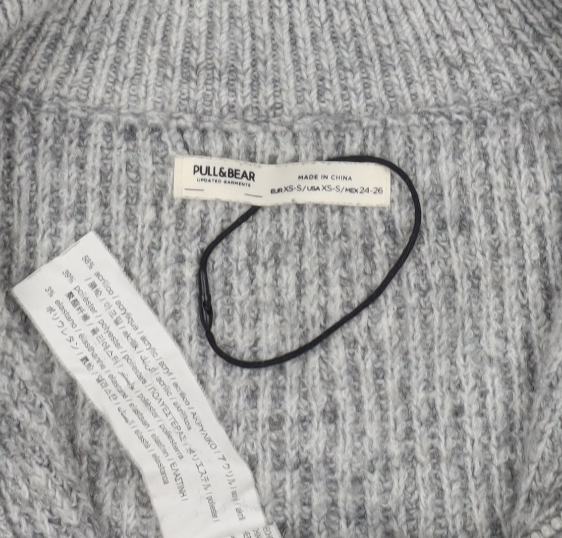 Womens UK Size XS Pull&Bear Grey Full Zip Jumper