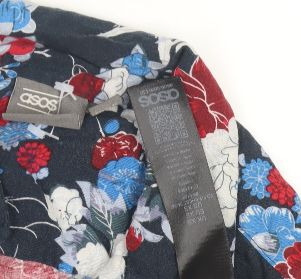 Close-up detail of ASOS Women's Multicoloured XS Floral Button-Up Shirt