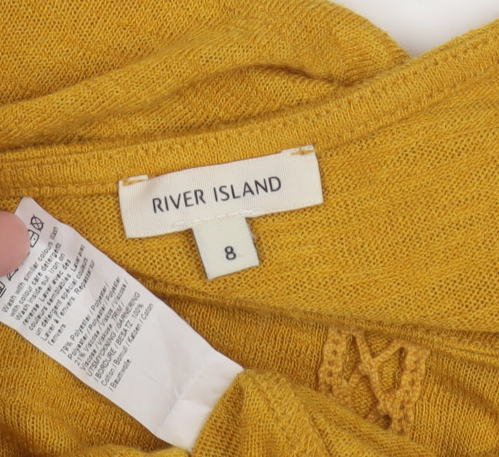 Womens UK Size 8 River Island Yellow Shrug Jumper
