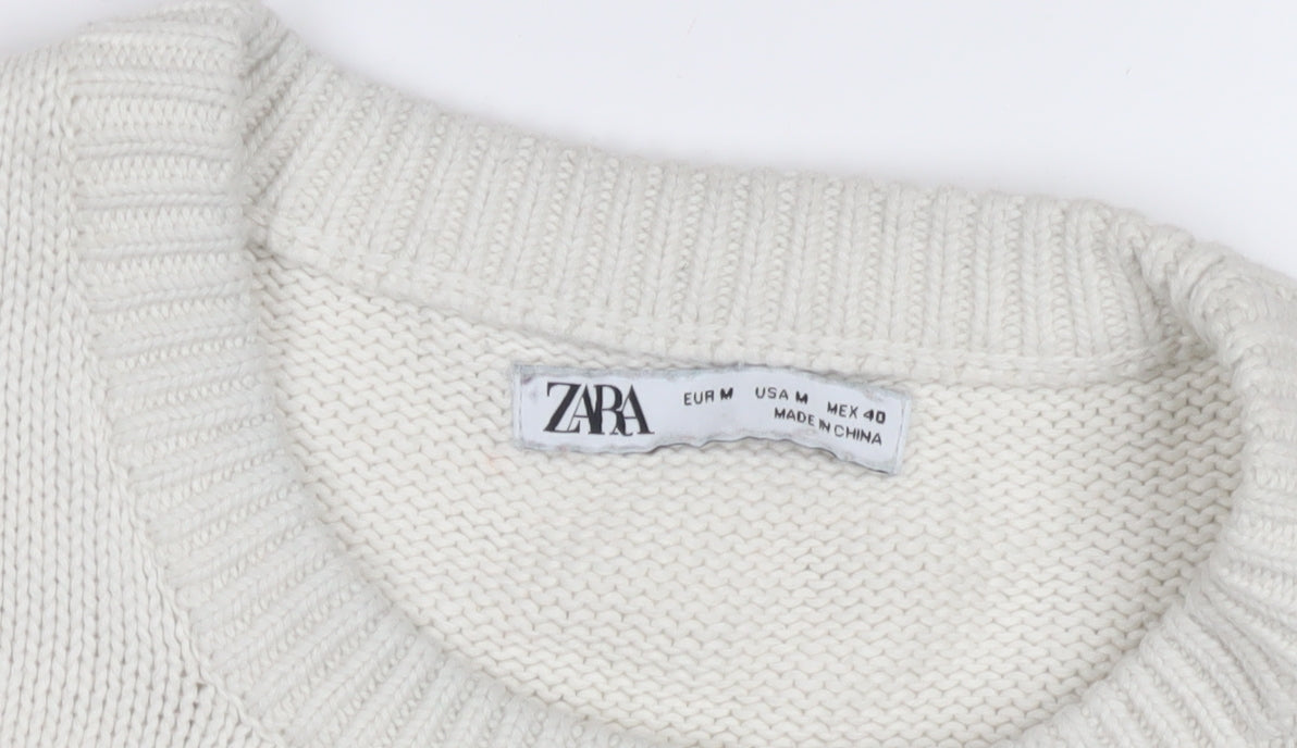 Womens UK Size 12 Zara White Pullover Jumper