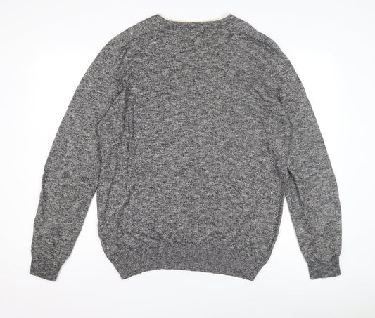 River Island Men's Grey Cotton Pullover Jumper L