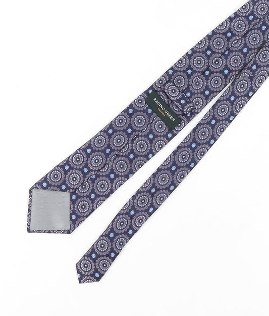 Racing Green Blue Silk Floral Men's Tie