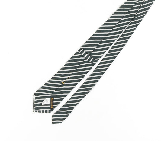 Marks and Spencer Men's Green Striped Silk Designer Tie